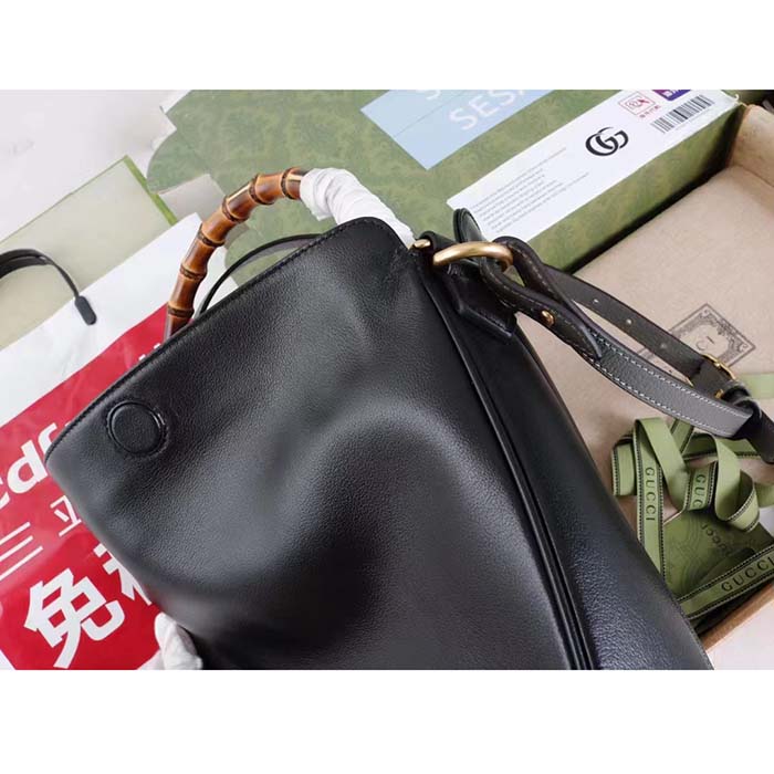 Gucci Unisex Diana Medium Shoulder Bag Black Leather Double G (11)