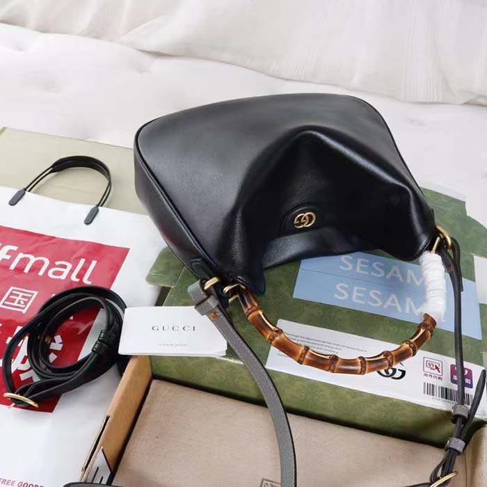 Gucci Unisex Diana Medium Shoulder Bag Black Leather Double G (13)