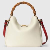 Gucci Unisex Diana Small Shoulder Bag White Leather Double G (14)