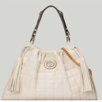 Gucci Unisex GG Deco Medium Tote Bag White Quilted Leather Interlocking G (1)