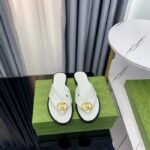 Gucci Unisex GG Interlocking G Thong Sandal White Leather Flat - Image 5