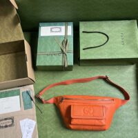Gucci Unisex GG Jumbo GG Belt Bag Orange Leather Zip Closure (8)