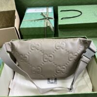 Gucci Unisex GG Jumbo GG Belt Bag Taupe Leather Zip Closure (2)
