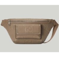 Gucci Unisex GG Jumbo GG Belt Bag Taupe Leather Zip Closure (2)
