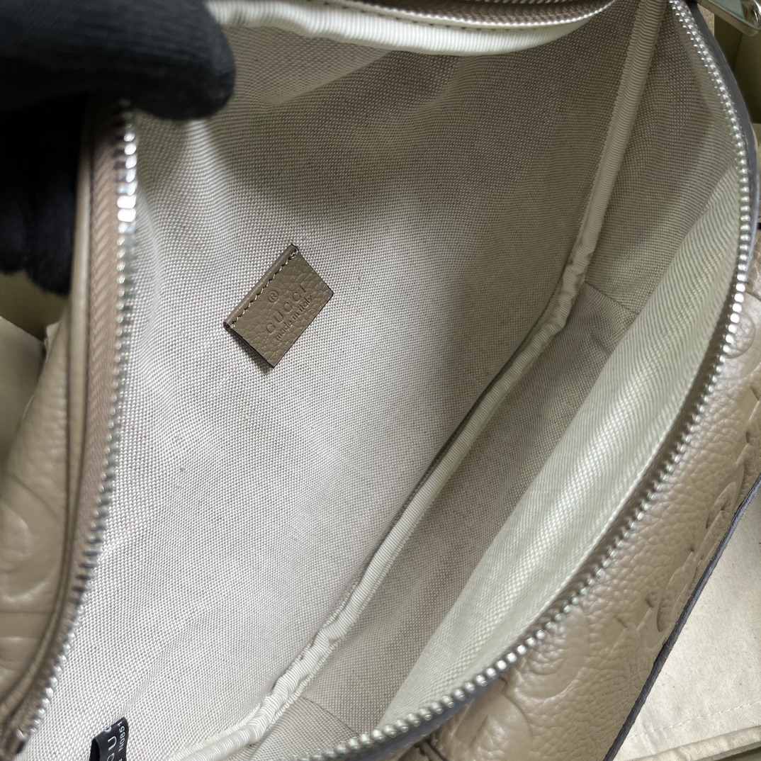 Gucci Unisex GG Jumbo GG Belt Bag Taupe Leather Zip Closure (3)