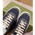 Gucci Unisex GG Lace Up Sneaker Grey Leather Blue Black GG Canvas - immagine 8