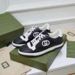 Gucci Unisex GG MAC80 Sneaker Black White Leather Round Toe Rubber Flat – Image 3
