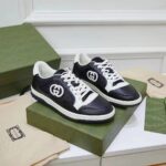 Gucci Unisex GG MAC80 Sneaker Black White Leather Round Toe Rubber Flat – Image 2