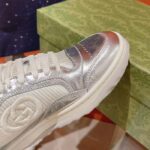 Gucci Unisex GG MAC80 Sneaker Metallic Silver Leather Fabric Round Toe Rubber Flat - immagine 10