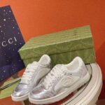 Gucci Unisex GG MAC80 Sneaker Metallic Silver Leather Fabric Round Toe Rubber Flat - immagine 4