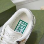 Gucci Unisex GG MAC80 Sneaker Metallic Silver Leather Round Toe Rubber Flat - Image 9