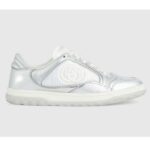 Gucci Unisex GG MAC80 Sneaker Off White Black Leather Round Toe Rubber Flat