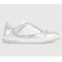 Gucci Unisex GG MAC80 Sneaker Off White Black Leather Round Toe Rubber Flat