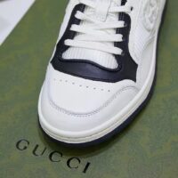 Gucci Unisex GG MAC80 Sneaker Off White Black Leather Round Toe Rubber Flat (7)