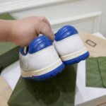 Gucci Unisex GG MAC80 Sneaker Off White Blue Leather Round Toe Rubber Flat - Image 9