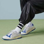 Gucci Unisex GG MAC80 Sneaker Off White Blue Leather Round Toe Rubber Flat - Image 11