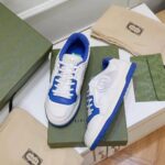 Gucci Unisex GG MAC80 Sneaker Off White Blue Leather Round Toe Rubber Flat - Image 4