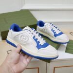 Gucci Unisex GG MAC80 Sneaker Off White Blue Leather Round Toe Rubber Flat - Image 5