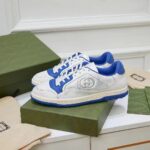 Gucci Unisex GG MAC80 Sneaker Off White Blue Leather Round Toe Rubber Flat - Image 2