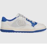 Gucci Unisex GG MAC80 Sneaker Off White Blue Leather Round Toe Rubber Flat