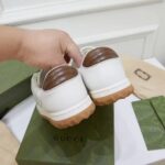 Gucci Unisex GG MAC80 Sneaker Off White Brown Leather Round Toe Rubber Flat - Image 7