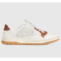 Gucci Unisex GG MAC80 Sneaker Off White Brown Leather Round Toe Rubber Flat (5)