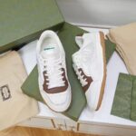 Gucci Unisex GG MAC80 Sneaker Off White Brown Leather Round Toe Rubber Flat - Image 4