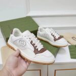 Gucci Unisex GG MAC80 Sneaker Off White Brown Leather Round Toe Rubber Flat - Image 5