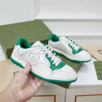 Gucci Unisex GG MAC80 Sneaker Off White Green Leather Round Toe Rubber Flat (11)