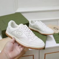 Gucci Unisex GG MAC80 Sneaker Off White Leather Round Toe Rubber Flat (4)