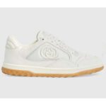 Gucci Unisex GG MAC80 Sneaker Off White Leather Round Toe Rubber Flat