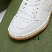 Gucci Unisex GG MAC80 Sneaker Off White Leather Round Toe Rubber Flat (4)