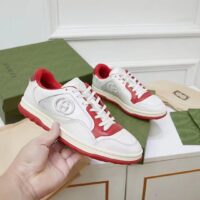 Gucci Unisex GG MAC80 Sneaker Off White Red Leather Round Toe Rubber Flat (8)