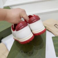 Gucci Unisex GG MAC80 Sneaker Off White Red Leather Round Toe Rubber Flat (8)