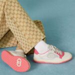 Gucci Unisex GG MAC80 Sneakers Off White Pink Leather Round Toe Rubber Flat - Image 11