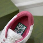 Gucci Unisex GG MAC80 Sneakers Off White Pink Leather Round Toe Rubber Flat - Image 9
