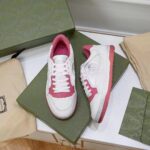 Gucci Unisex GG MAC80 Sneakers Off White Pink Leather Round Toe Rubber Flat - Image 5