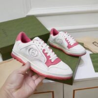 Gucci Unisex GG MAC80 Sneakers Off White Pink Leather Round Toe Rubber Flat (1)