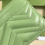 Gucci Unisex GG Marmont Matelassé Card Case Sage Green Chevron Leather – Image 10