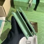 Gucci Unisex GG Marmont Matelassé Card Case Wallet Sage Green Chevron Leather - Image 10