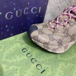 Gucci Unisex GG Run Sneaker Beige Ebony Leather GG Water Transfer Print – Image 9