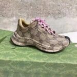 Gucci Unisex GG Run Sneaker Beige Ebony Leather GG Water Transfer Print – Image 2