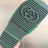 Gucci Unisex GG Slide Sandal Green Red Leather Script Rubber Flat 1 CM Heel (11)