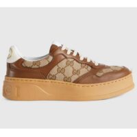 Gucci Unisex GG Sneaker Beige Ebony Orignal GG Canvas Lace-Up Closure Rubber (9)