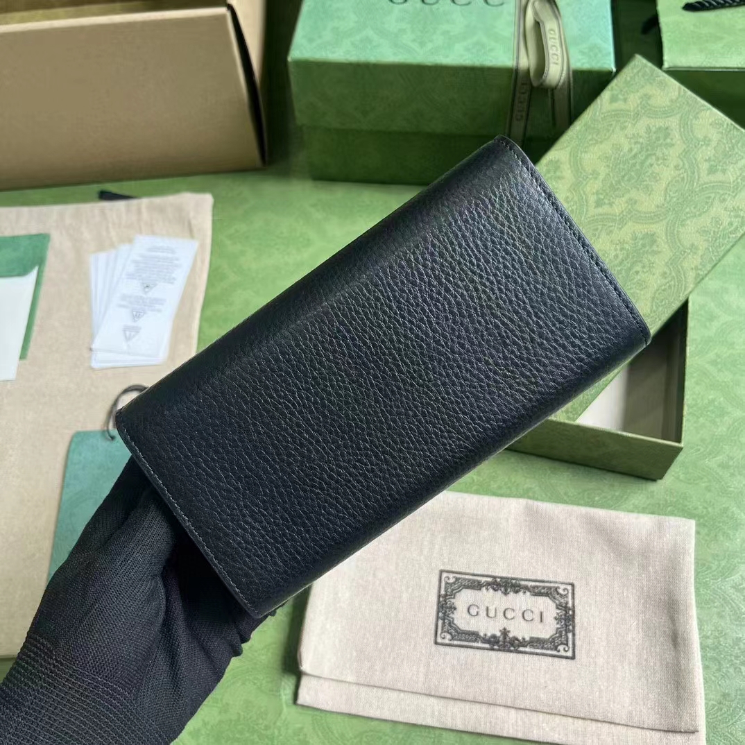 Gucci Unisex GG Wallet Interlocking G Python Bow Black Leather Moiré Lining (8)