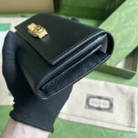 Gucci Unisex GG Wallet Interlocking G Python Bow Black Leather Moiré Lining (7)