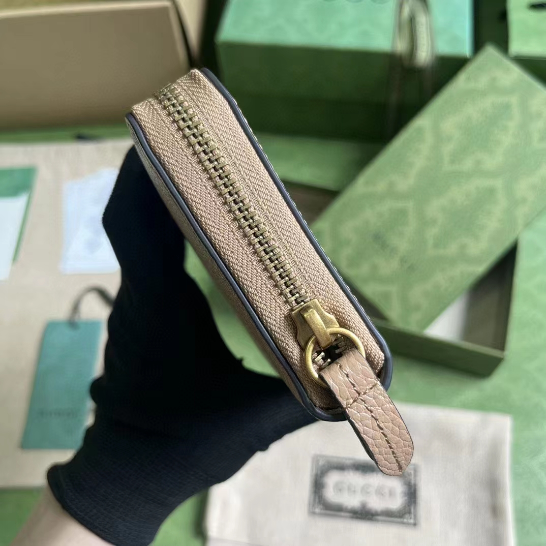 Gucci Unisex GG Zip Wallet Interlocking G Python Bow Rose Beige Leather (10)