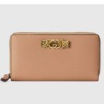 Gucci Unisex GG Zip Wallet Interlocking G Python Bow Rose Beige Leather