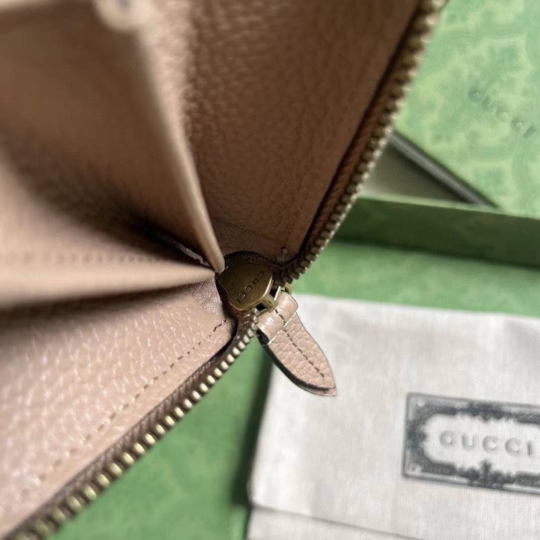 Gucci Unisex GG Zip Wallet Interlocking G Python Bow Rose Beige Leather (8)