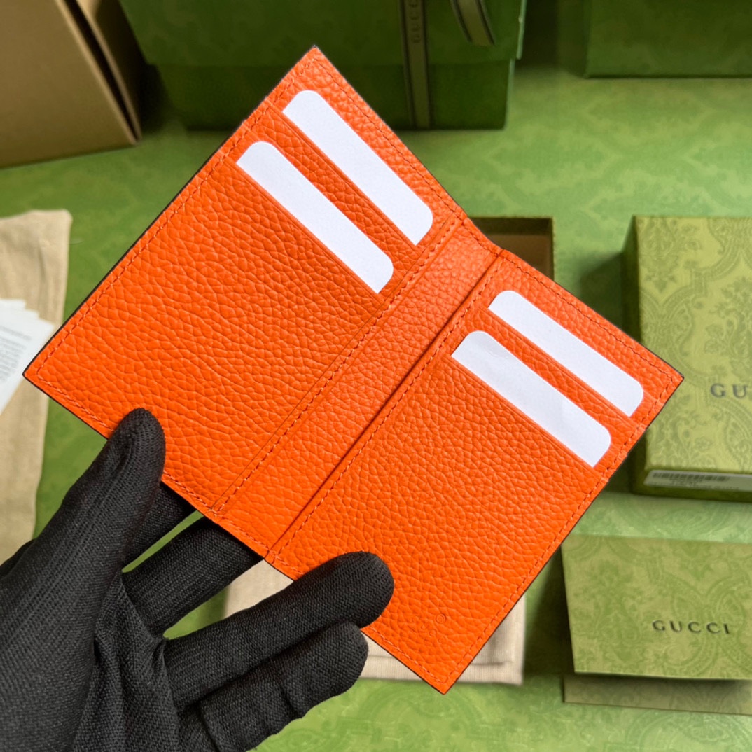 Gucci Unisex Jumbo GG Card Case Orange Jumbo GG Leather Moiré Lining (4)